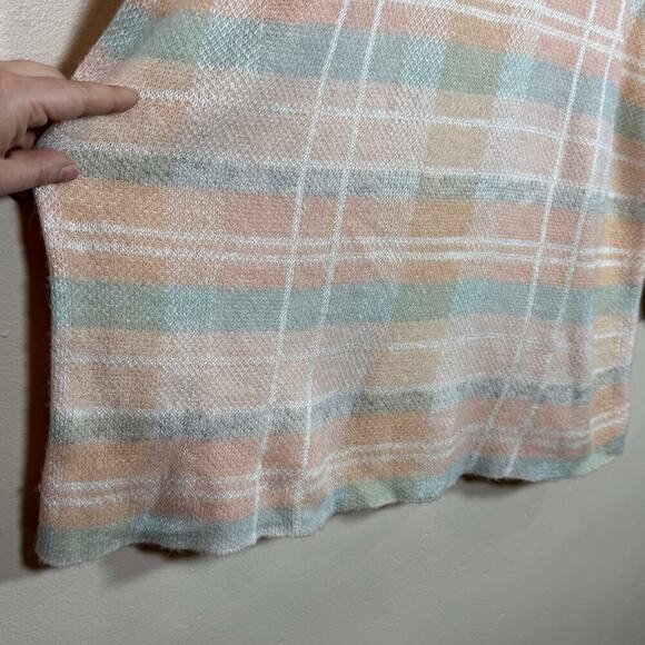Lou & Grey Plaid Wool Blend Sweater Beige Pink Neutral Academia Tunic M Soft - Picture 3 of 8